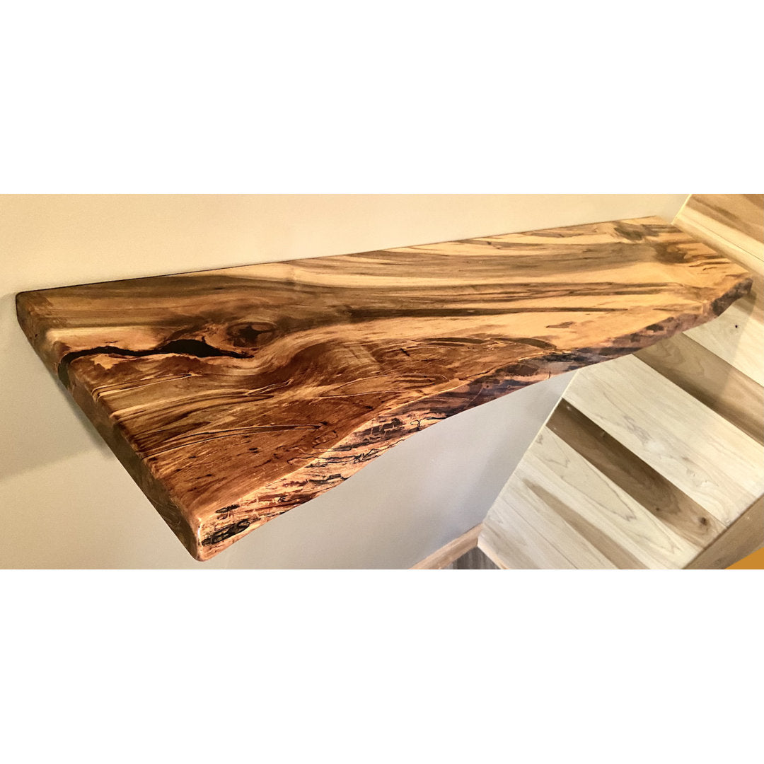 Maple Solid Wood Floating Shelf with Live Edge Steel Oak Size: 2" H x 24" W x 12" D
