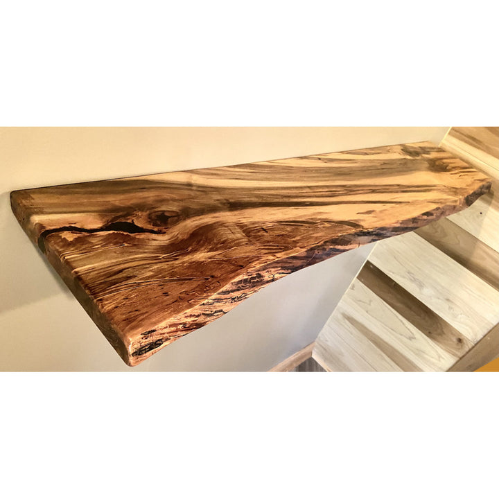 Maple Solid Wood Floating Shelf with Live Edge Steel Oak Size: 2" H x 24" W x 12" D