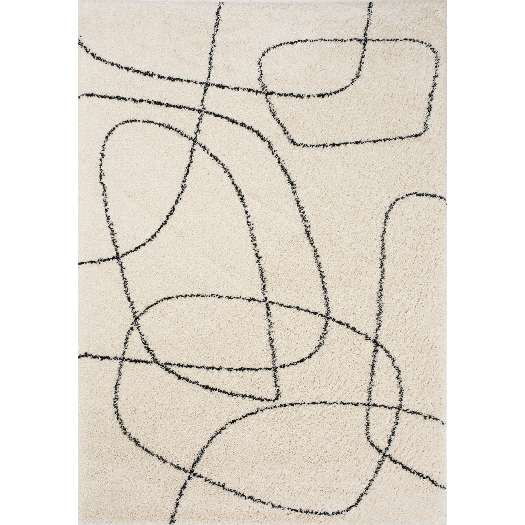 Rectangle Audeliz Abstract Machine Made Power Loom Polypropylene Area Rug in Cream Wade Logan® Rug Size: Rectangle  6'7" x 9'6"