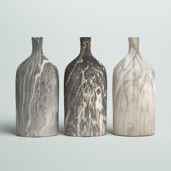 Carllene Black/White/Gray Ceramic Table Vase Set (Set of 3) Brayden Studio®