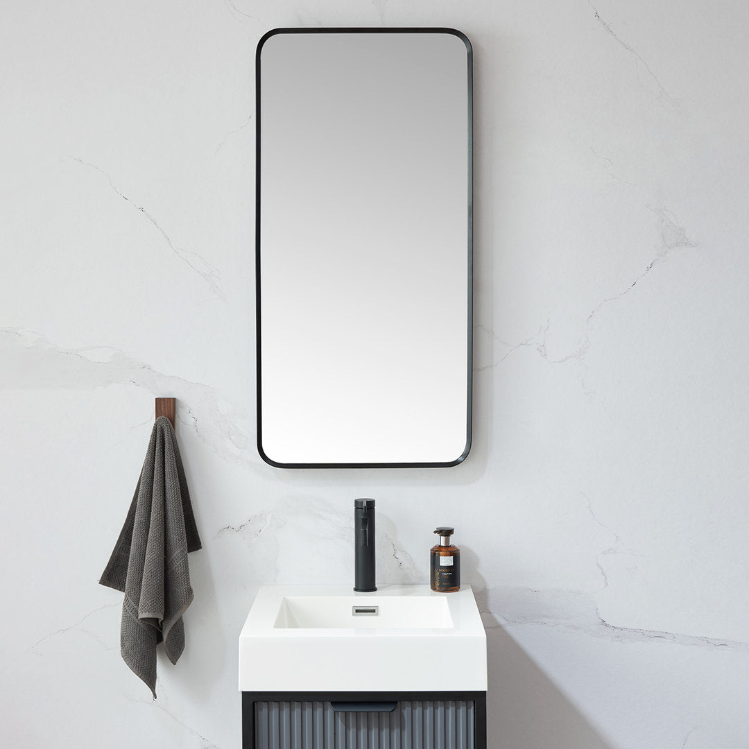 Markhai Modern Accent Mirror Orren Ellis Size: 36'' x 18'' Finish: Brushed Black