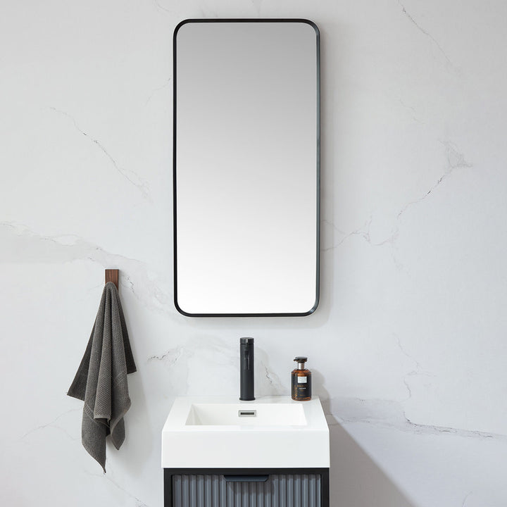 Markhai Modern Accent Mirror Orren Ellis Size: 36'' x 18'' Finish: Brushed Black