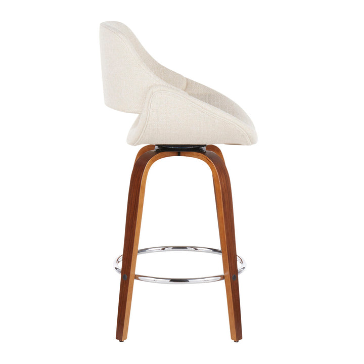 Lakyia Upholstered Bar & Counter Stool with Round Footrest George Oliver Upholstery: Cream, Seat Height: Counter Stool (26" Seat Height)
