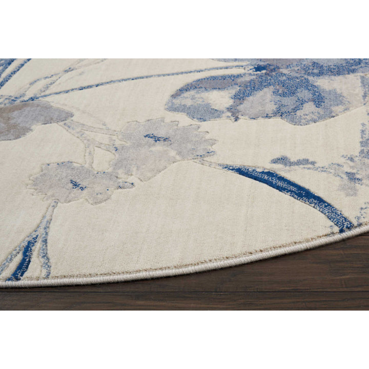 Arnim Floral Blue/Ivory Area Rug Lark Manor™ Rug Size: Round 5'6"