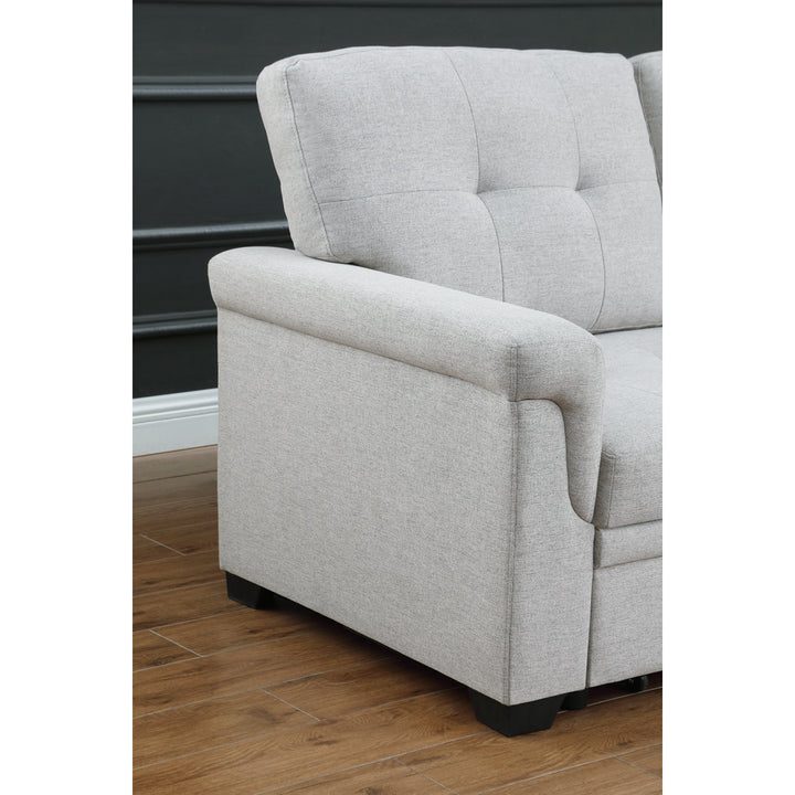 Efim 84" Wide Reversible Sleeper Sofa & Chaise Ebern Designs Fabric: Light Gray Linen Blend