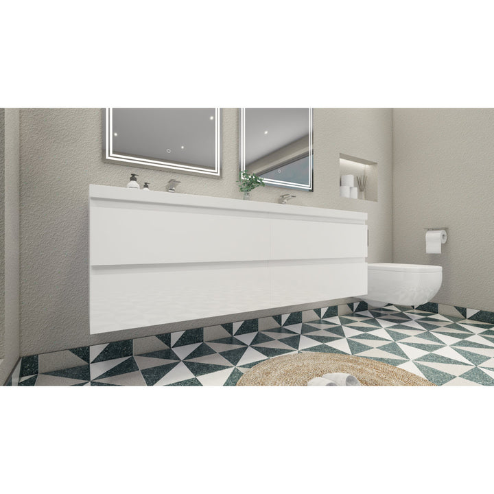 Aylanna 72" Wall-Mounted Double Bathroom Vanity Set Wade Logan® Base Finish: Hight Gloss White