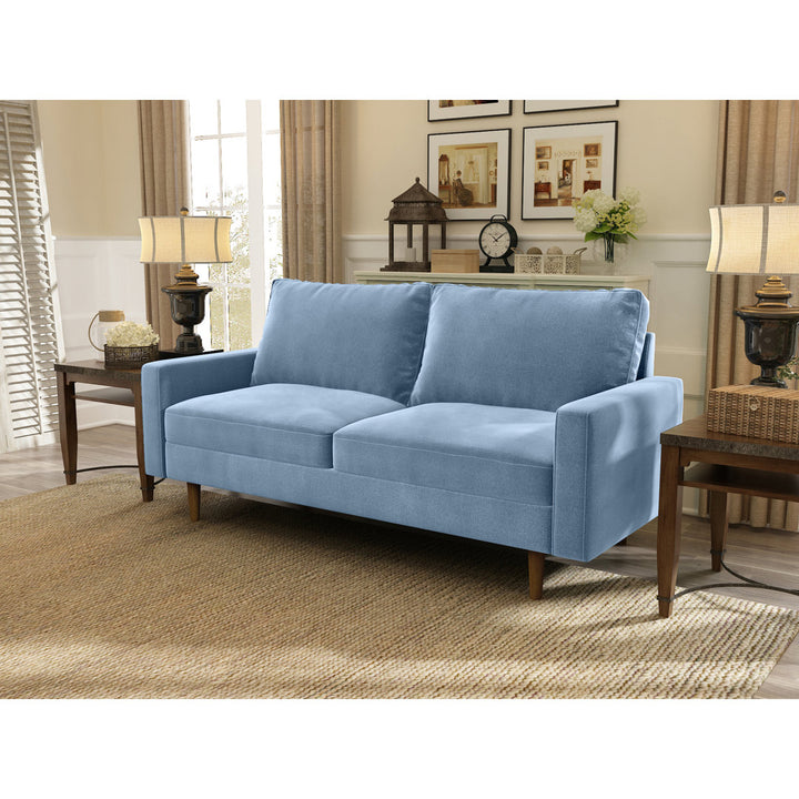 Markham 70" Velvet Square Arm Sofa Willa Arlo™ Interiors Fabric: Sky Blue Polyester