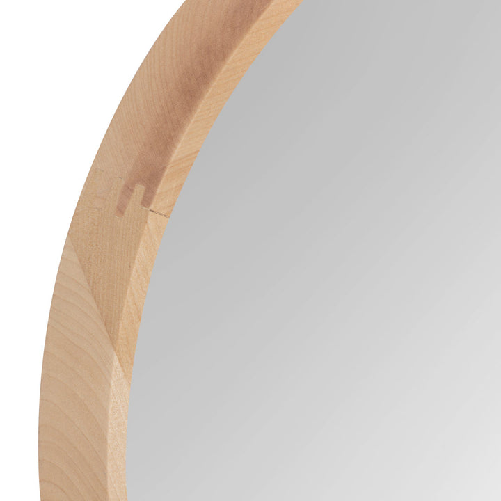 Laylah Wood Framed Mirror 24" Diameter Natural Sand & Stable™