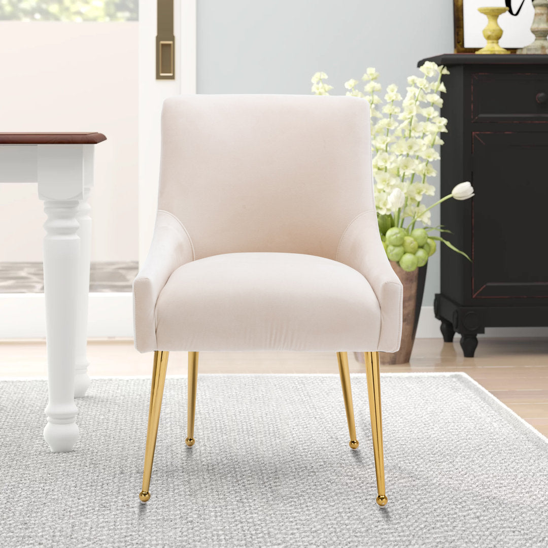 Surles Velvet Side Chair Everly Quinn Upholstery Color: Beige