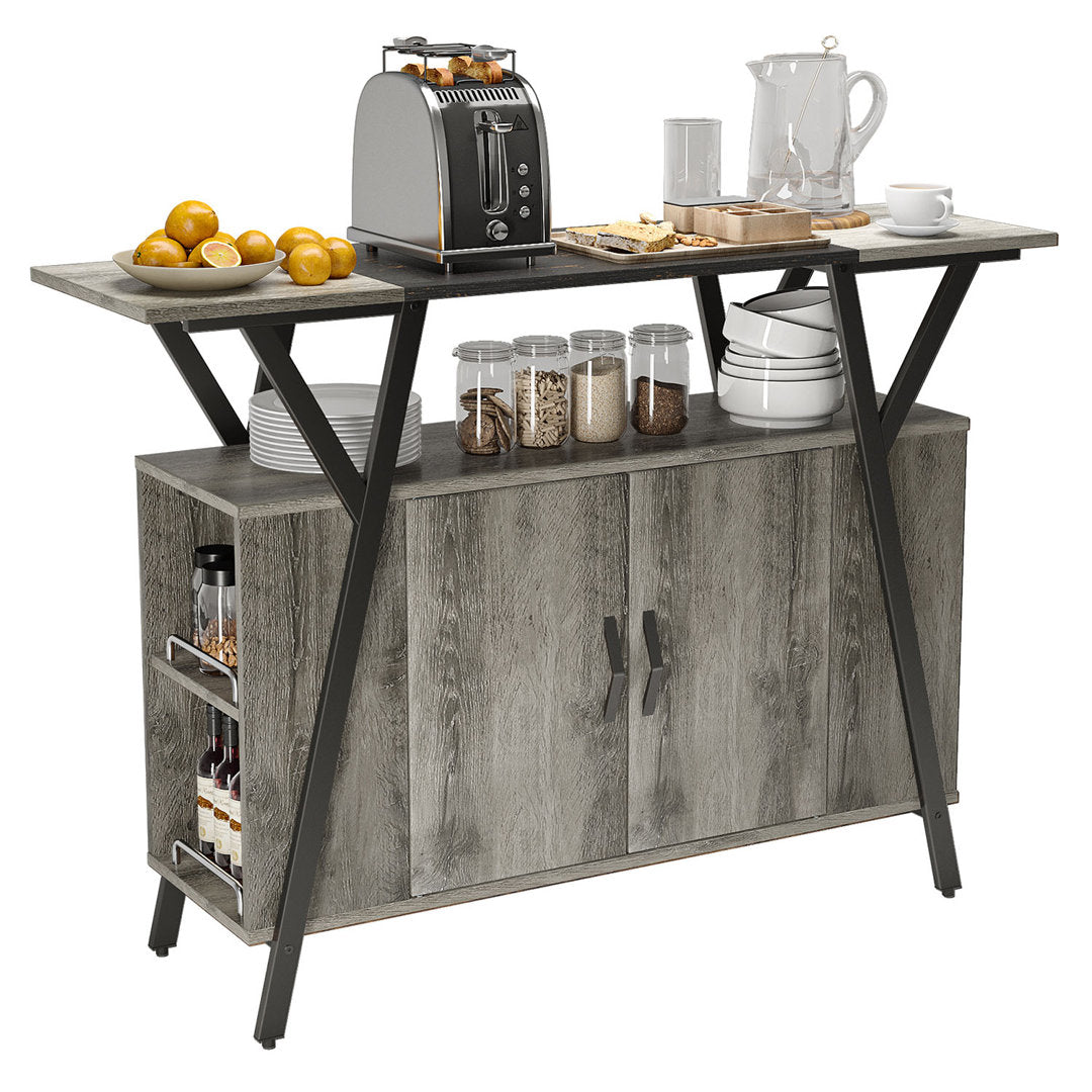 Marin 47 " Kitchen Island Open Sheves, Coffee Bar Cabinet Buffet Table Kitchen Sideboard Kelly Clarkson Home Base Finish: Retro Gray Oak