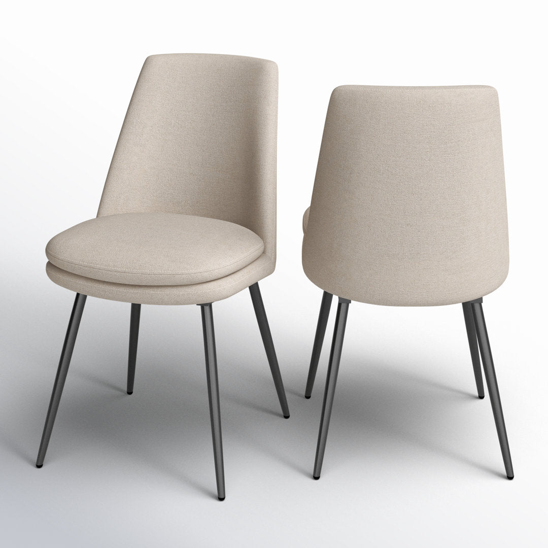 Moeller Upholstered Side Chair (Set of 2) Wade Logan® Upholstery Color: Beige , Leg Color: Iron Gray