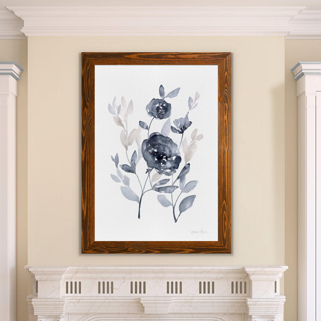 Peonies In Gray II' - Picture Frame Print on Glass Winston Porter Size: 28" H x 38" W x 1.25" D Format: Framed Maple Canvas