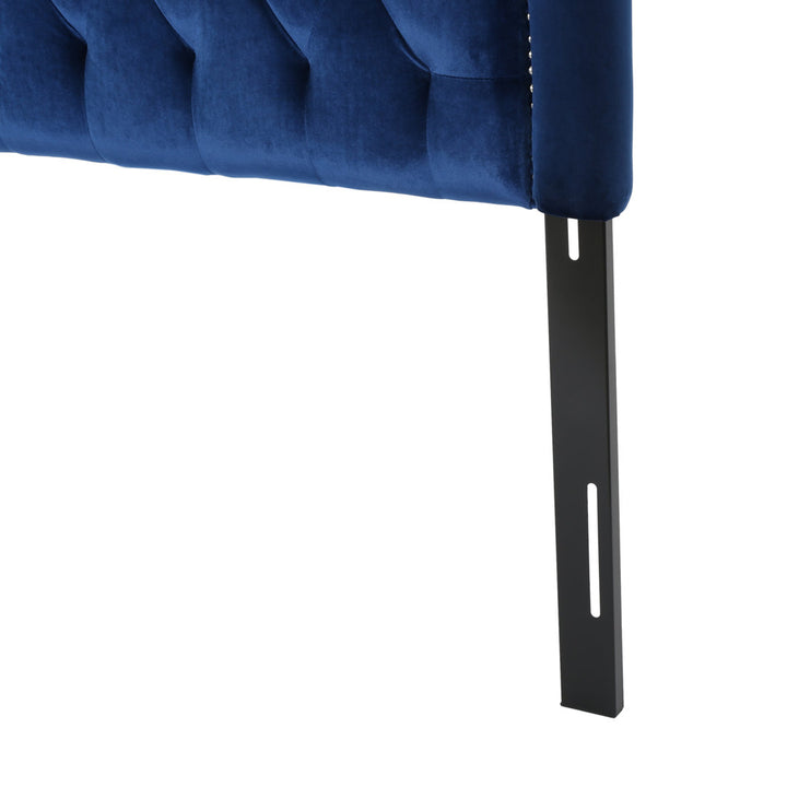 Danni Upholstered Metal Panel Headboard House of Hampton® Size: Full / Double Upholstery: Navy Blue