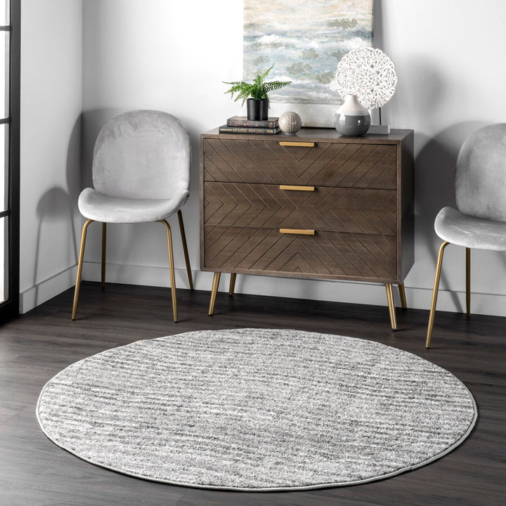 Artimas Abstract Transitional Performance Gray Rug Ebern Designs Rug Size: Round 4'