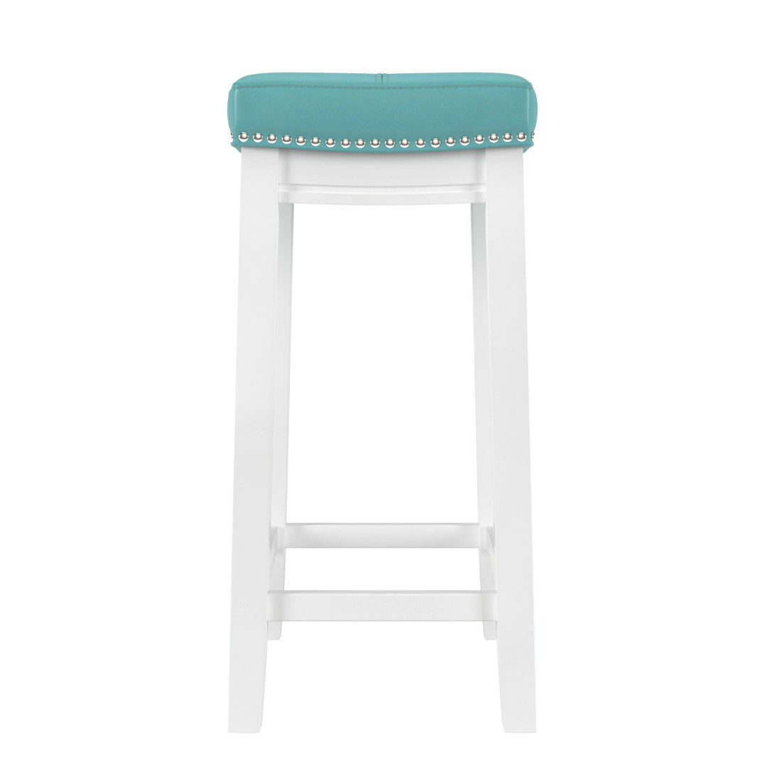 Arlyce Counter & Bar Solid Wood Backless Stool with Upholstered Seat Lark Manor™ Seat Height: Counter Stool (26.5" Seat Height)