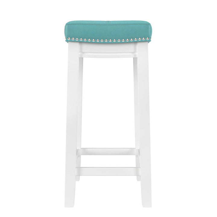 Arlyce Counter & Bar Solid Wood Backless Stool with Upholstered Seat Lark Manor™ Seat Height: Counter Stool (26.5" Seat Height)