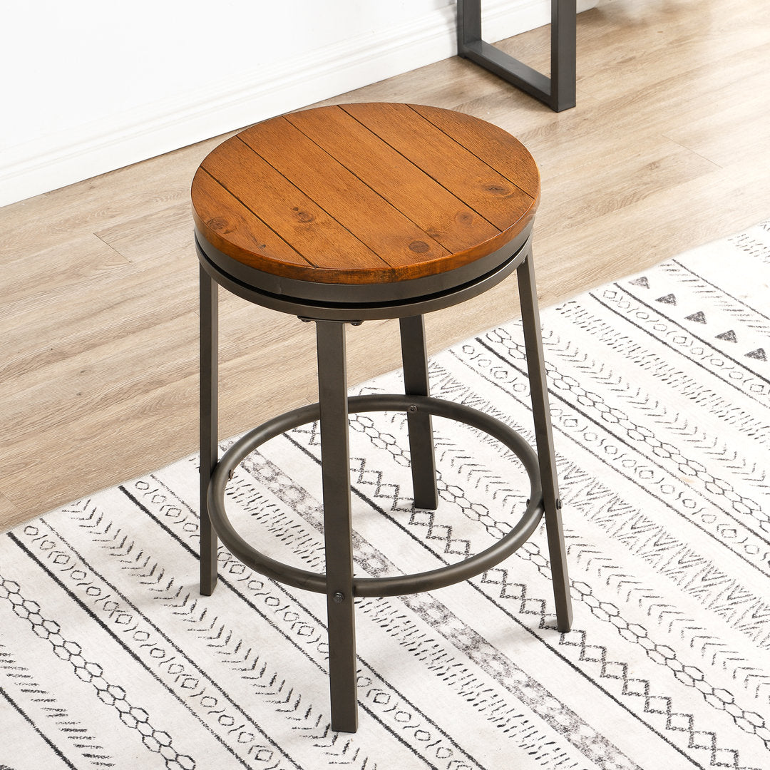 Solid Wood Swivel 24.2" Counter Stool for Dining Room Bistro (Set of 2) Williston Forge