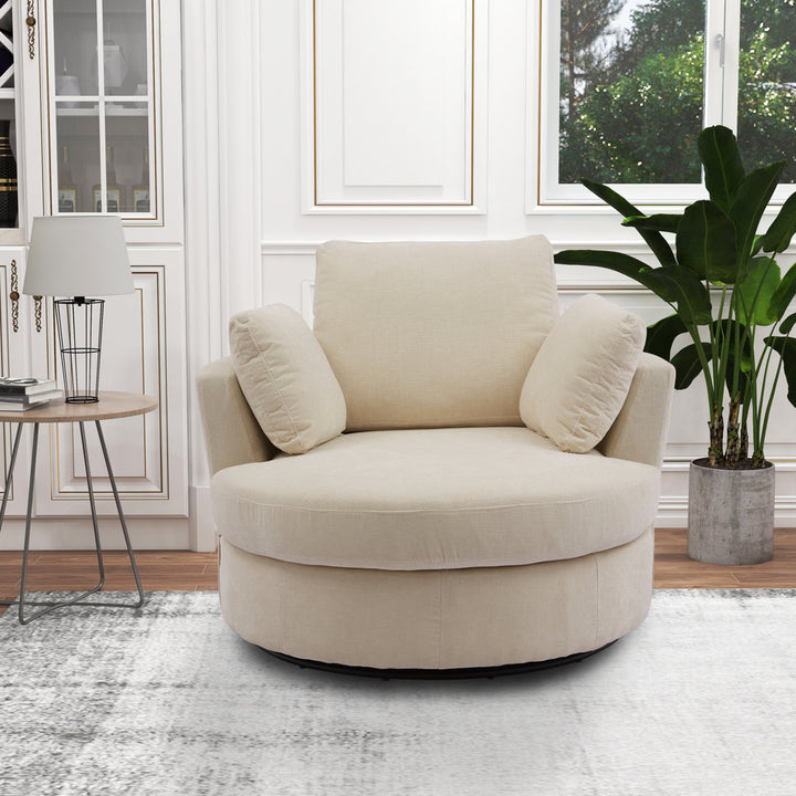 42" Wide Slipcovered Swivel Barrel Chair Latitude Run® Body Fabric: Beige Chenille