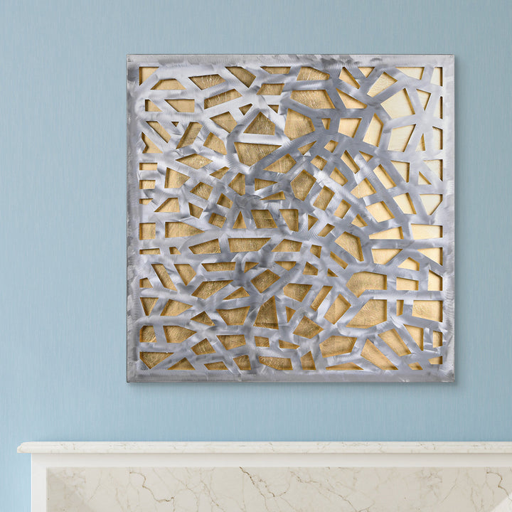Enigma Abstract Metal Wall Décor Ivy Bronx Finish: Gold