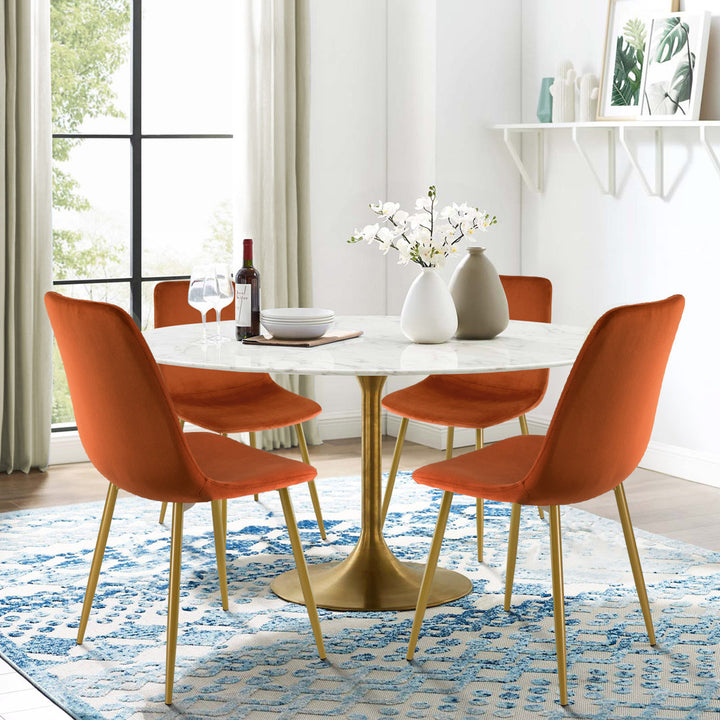 Heffron Velvet Upholstered Side Chair (Set of 4) Zipcode Design™ Upholstery Color: Gold Terra