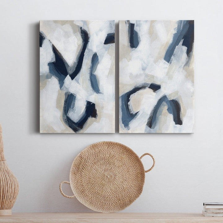 Indigo Imprint I Premium Gallery Wrapped Canvas - Ready To Hang (Set of 2) Wade Logan® Size: 48" H x 64" W x 1" D