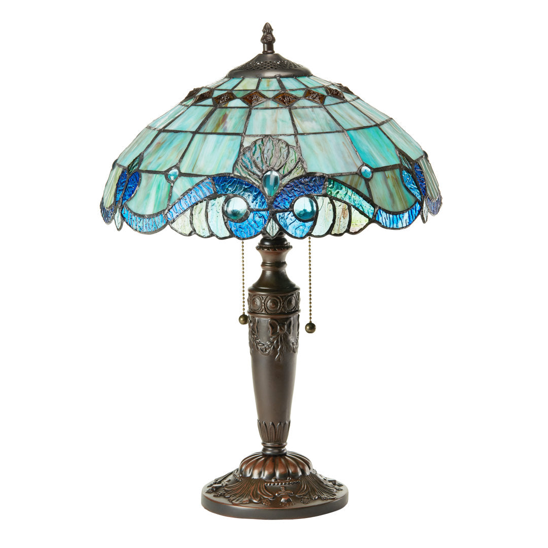 Cristy Hill 20.25"H Baroque Stained Glass Table Lamp Fleur De Lis Living