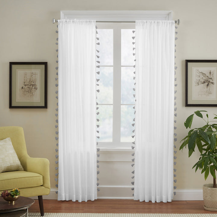 Brackett 100% Cotton Solid Semi-Sheer Rod Pocket Single Curtain Panel Dakota Fields Curtain Color: Gray