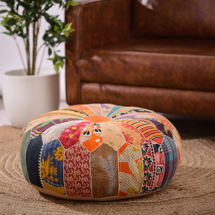 Trujillo Jowers 24'' Wide Round Abstract Pouf Ottoman Langley Street®