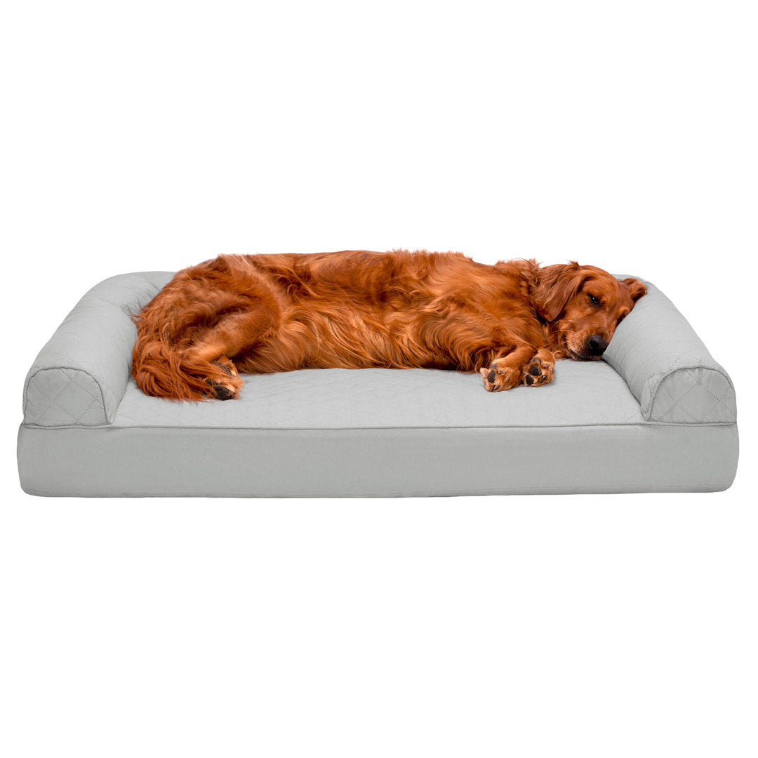 Quilted Orthopedic Bolster Sofa Pet Bed FurHaven Color: Silver Gray Size: Jumbo (40" W x 32" D x 8" H)