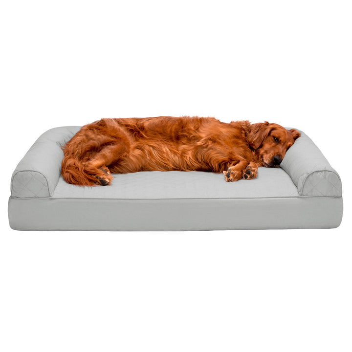 Quilted Orthopedic Bolster Sofa Pet Bed FurHaven Color: Silver Gray Size: Jumbo (40" W x 32" D x 8" H)