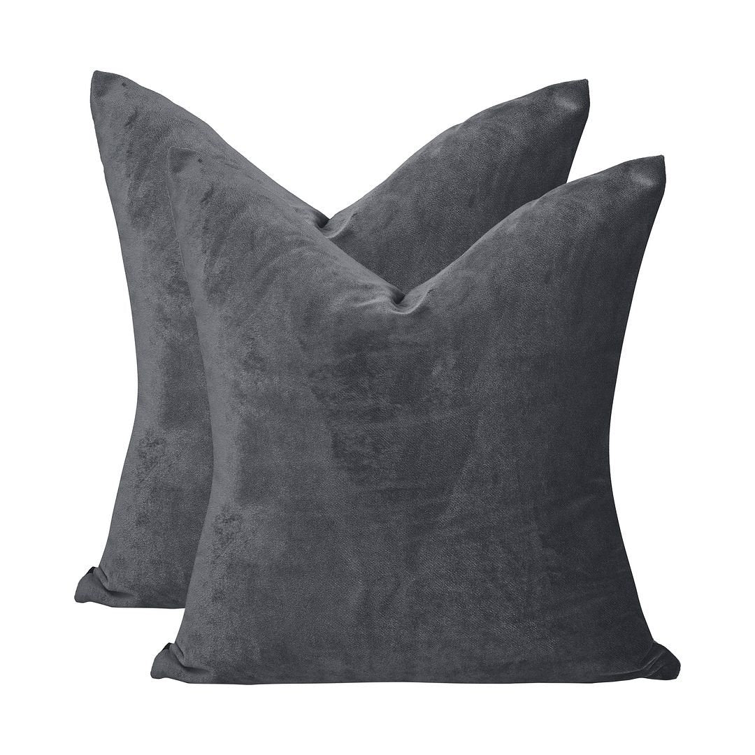 Velvet Throw Square Pillow Cover (Set of 2) Lilijan Home & Curtain Color: 67 Iron Size: 16" x 16"