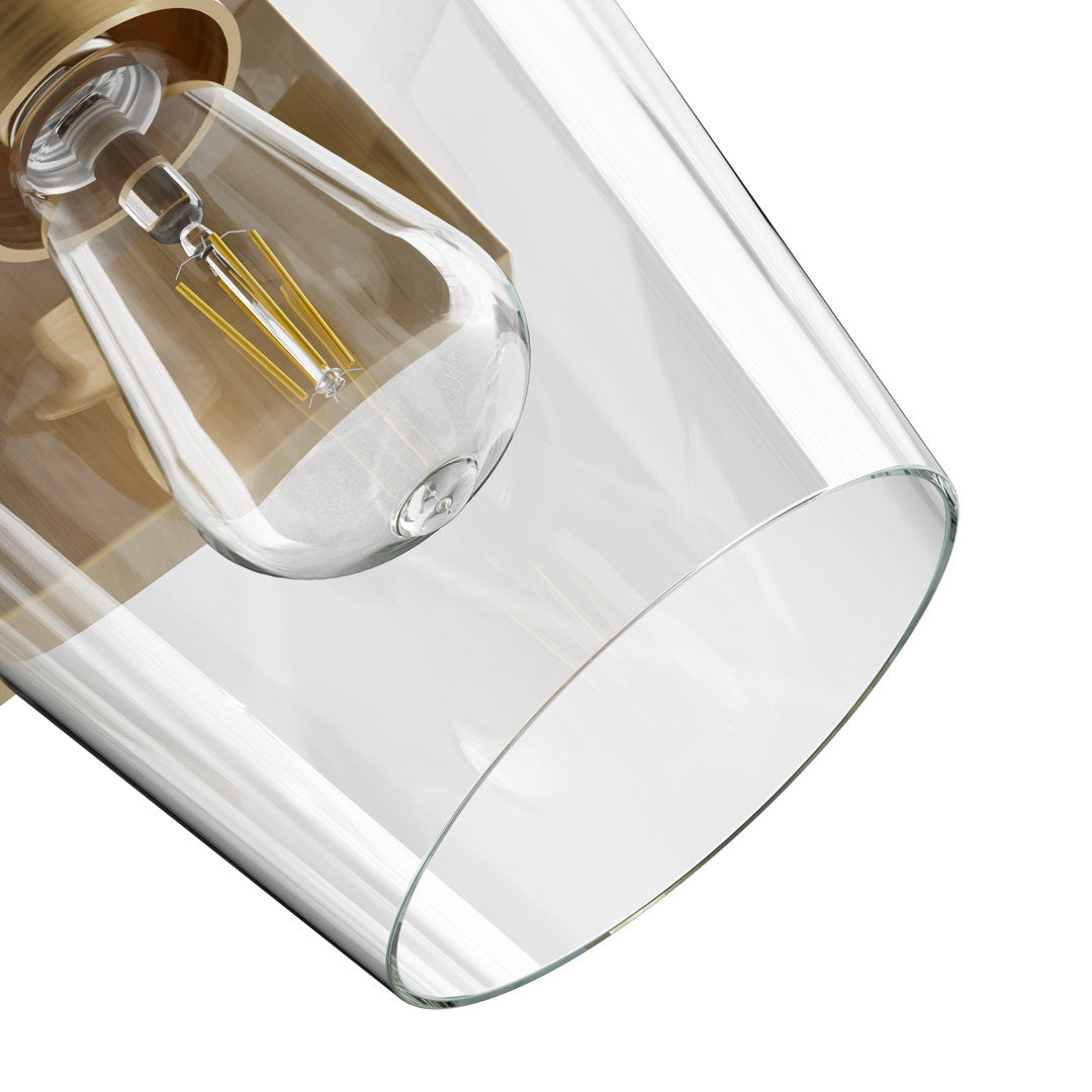 Herriman 1 - Light Dimmable Armed Sconce Ebern Designs Shade Color: Clear Finish: Antique Brass
