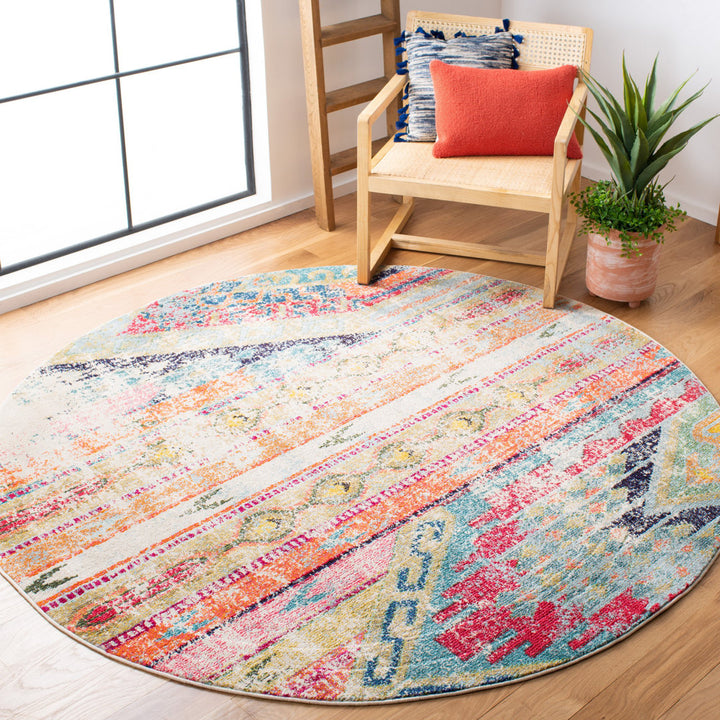Galan Pink/Orange/Yellow Area Rug Mistana™ Rug Size: Round 4'