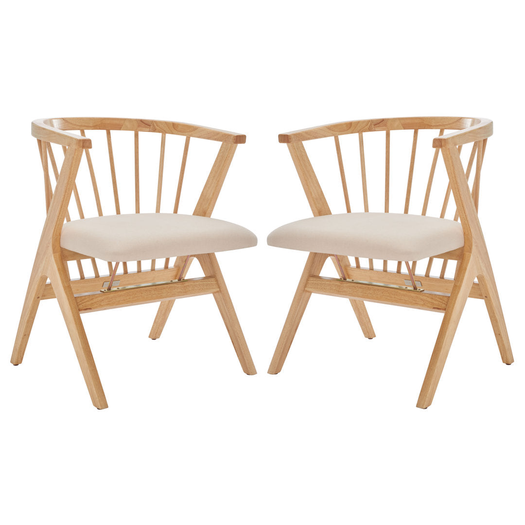 Artemis Slat Back Side Chair in Black (Set of 2) Mistana™ Upholstery Color: Natural, Color: Beige
