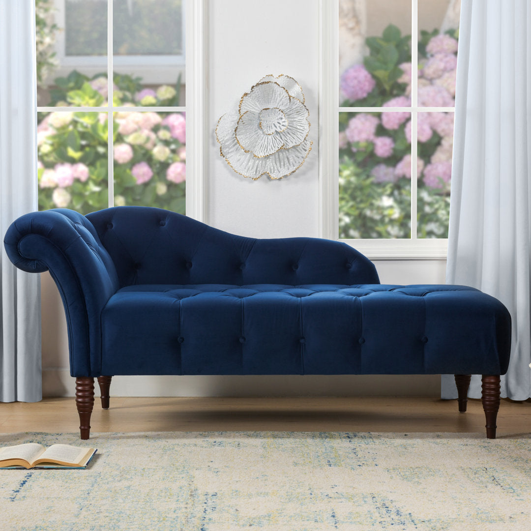 Kannon Tufted Right-Arm Chaise Lounge Willa Arlo™ Interiors Fabric: Navy Blue Velvet