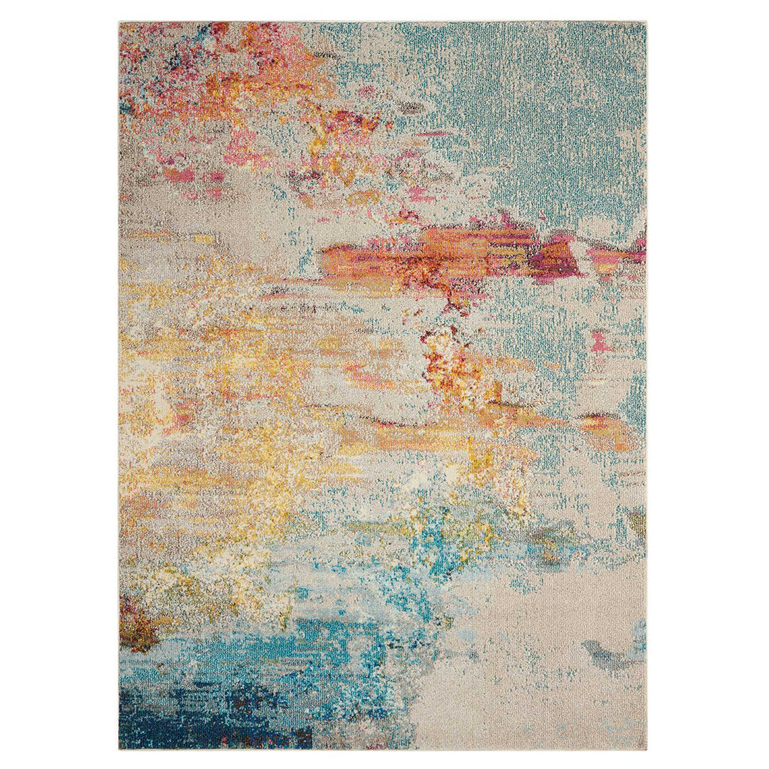 Adrihana Abstract Blue/Yellow Area Rug Williston Forge Rug Size: Rectangle 6'7" x 9'7"