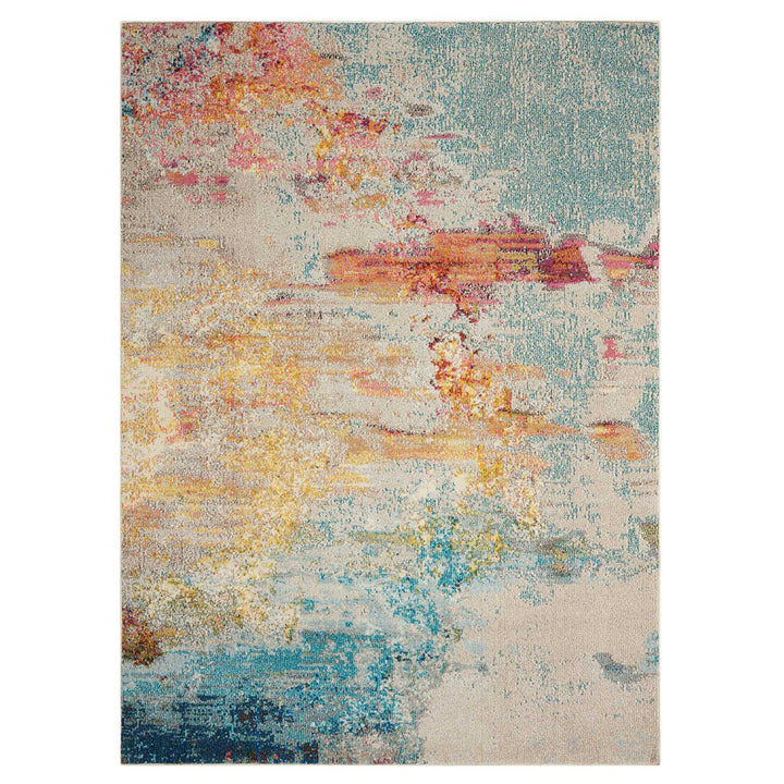 Adrihana Abstract Blue/Yellow Area Rug Williston Forge Rug Size: Rectangle 6'7" x 9'7"