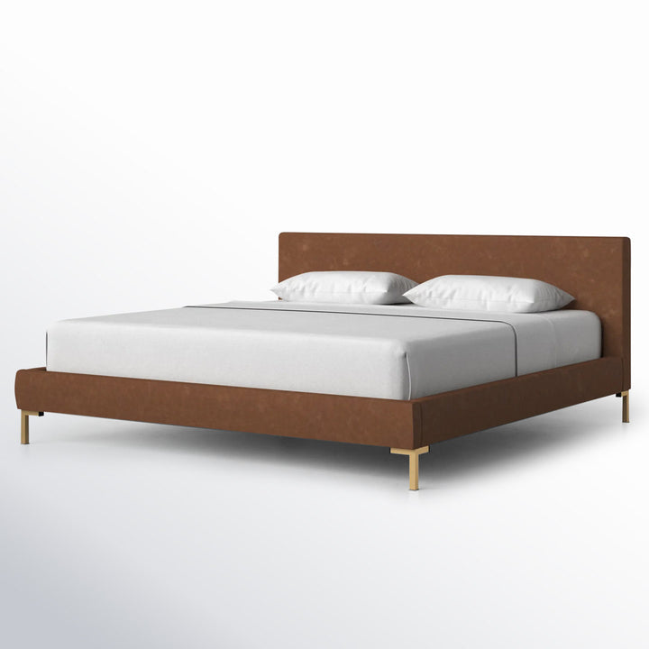 Rand Vegan Leather Bed AllModern Color: Classic Pewter Performance Velvet, Leg Color: Brass Size: Full