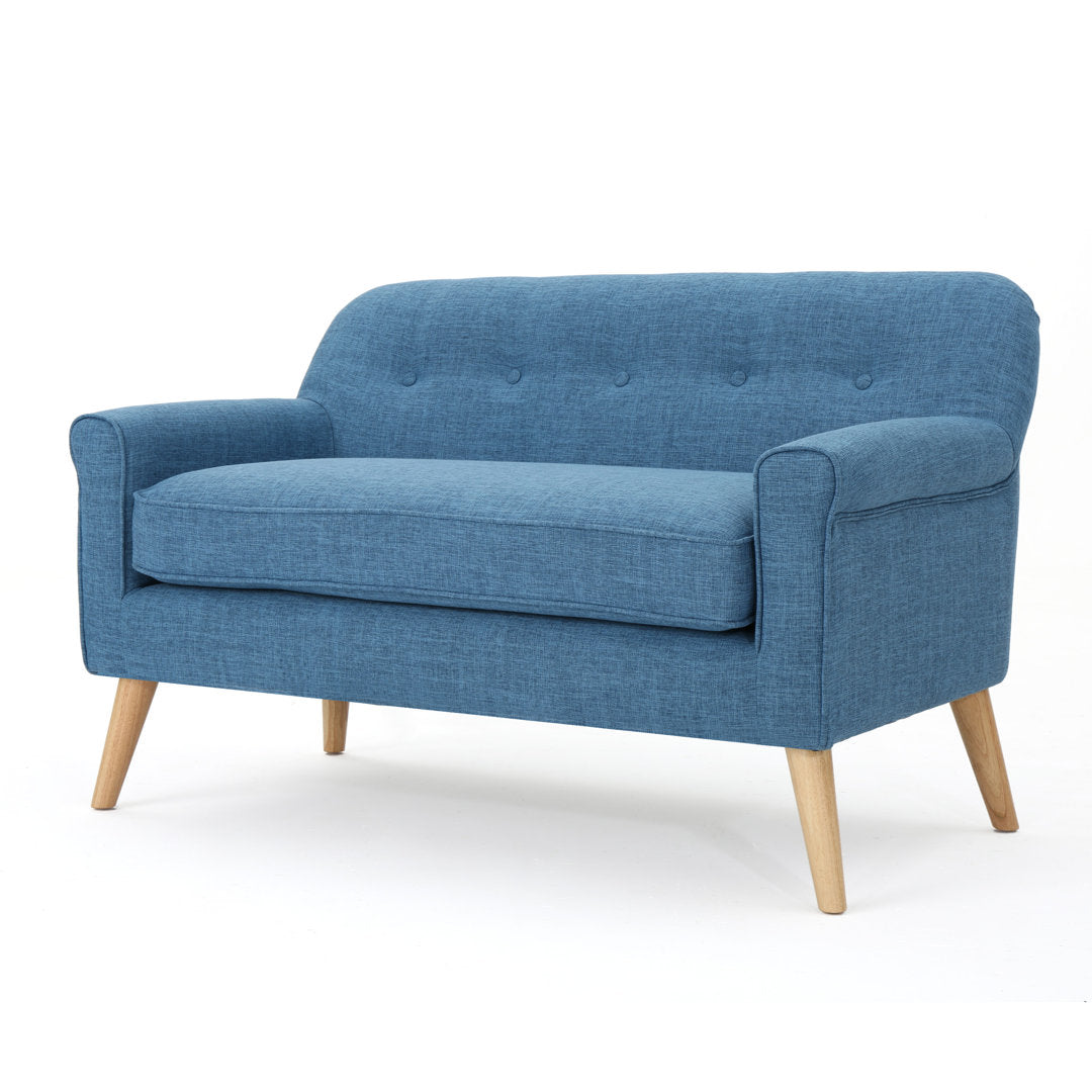 Deby 49.75" Flared Arm Loveseat George Oliver Upholstery Color: Muted Blue Polyester