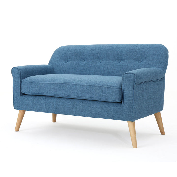 Deby 49.75" Flared Arm Loveseat George Oliver Upholstery Color: Muted Blue Polyester