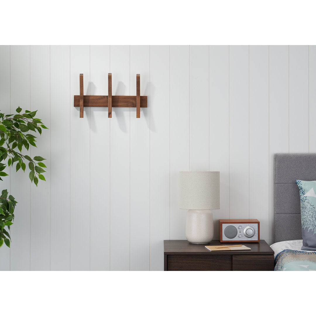 Algarin Mid Century Coat Rack With 3 Wooden Hooks - Black Wade Logan® Color: Walnut