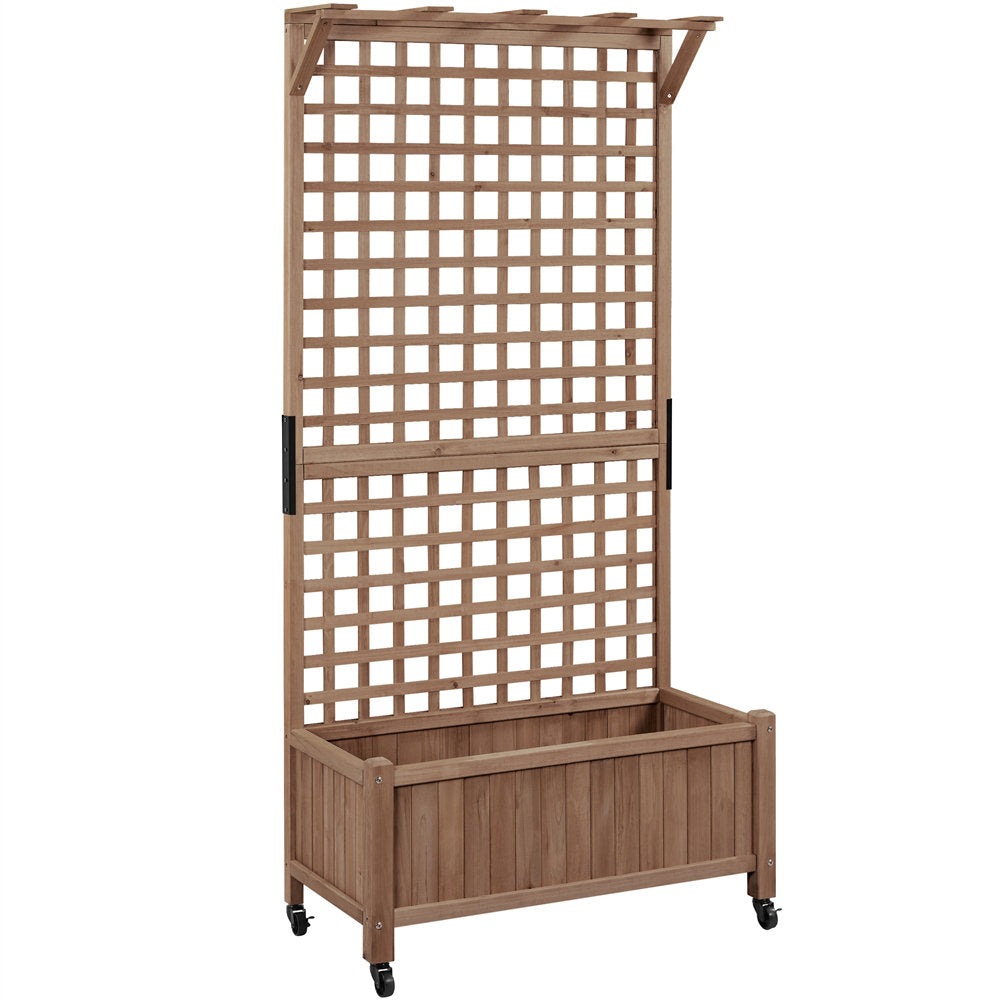 Handmade 72″ H × 35.5″ W Wood Planter Box with Trellis Arlmont & Co. Color: Dark Brown
