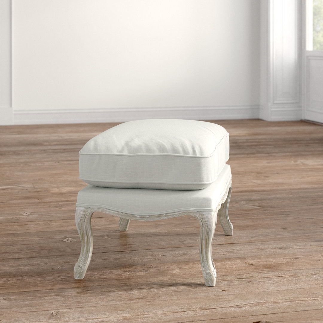 Nonna 30" Wide Velvet Rectangle Standard Ottoman Kelly Clarkson Home Fabric: White/Linen 100% Linen