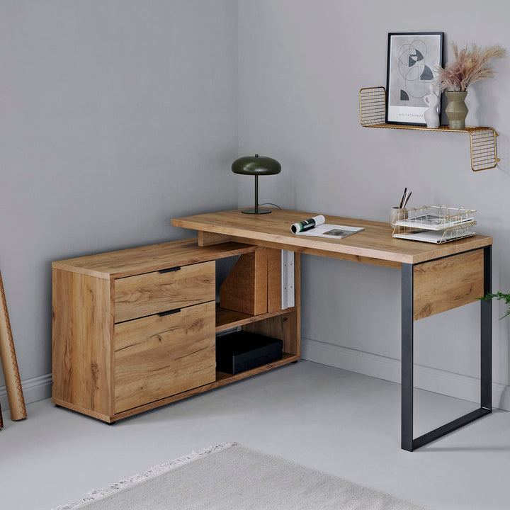 Bakri 59.05'' W L-Shaped Writing Desk Millwood Pines