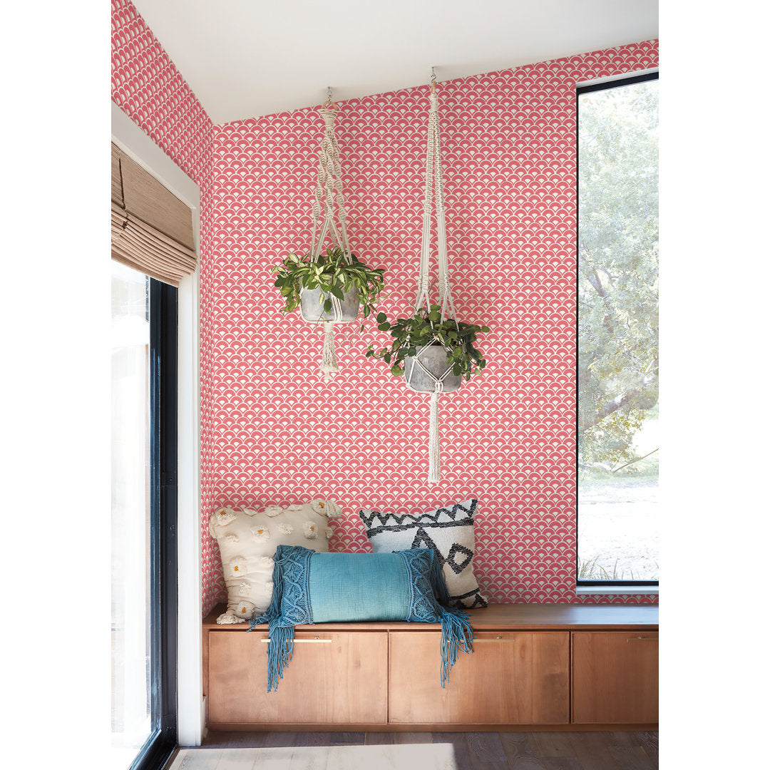 Stacked Scallops Wallpaper Magnolia Home Color: Pink