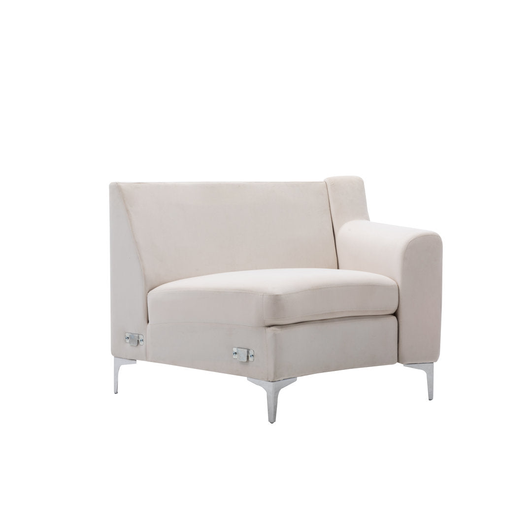 136" Wide Velvet Symmetrical Modular Corner Sectional Legend Vansen Fabric: Beige Velvet