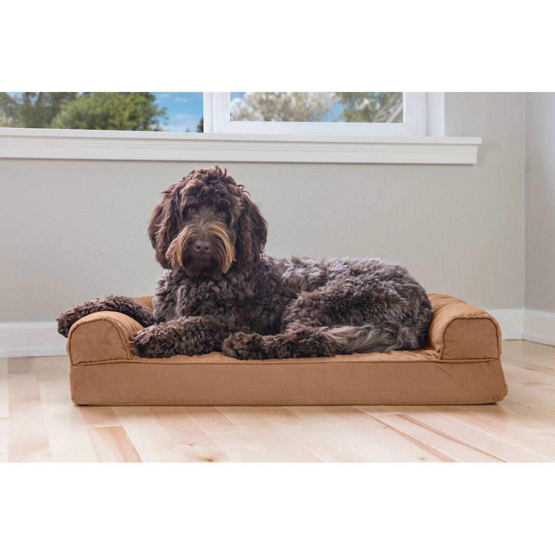 Quilted Orthopedic Bolster Sofa Pet Bed FurHaven Color: Toasted Brown Size: Medium (30" W x 20" D x 6" H)