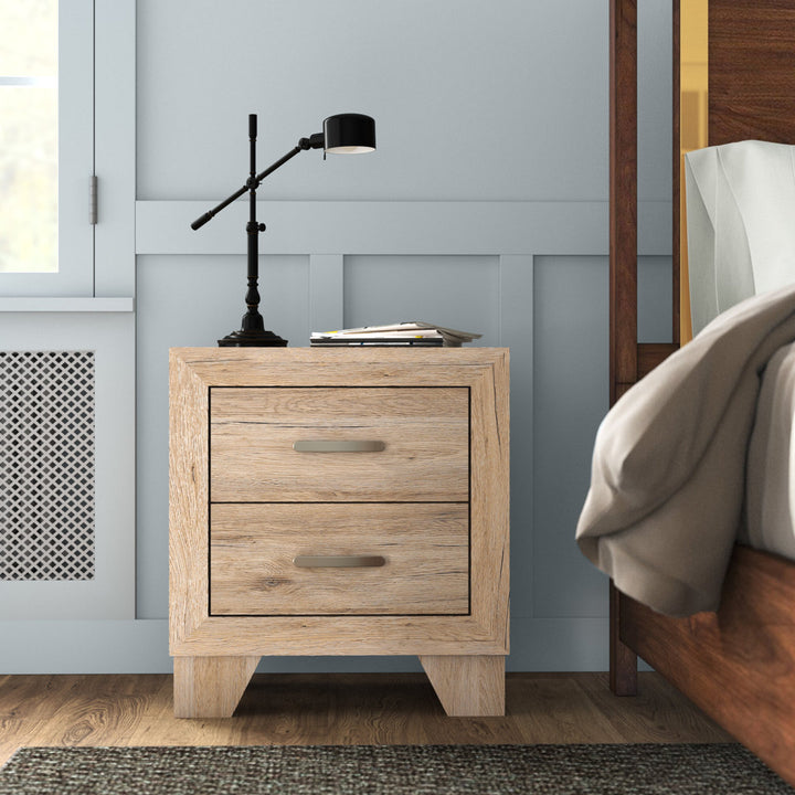 Grider 2-Drawer Nightstand with Block Legs Bed Side Table Wood Nightstand Night Table Laurel Foundry Modern Farmhouse® Color: Natural