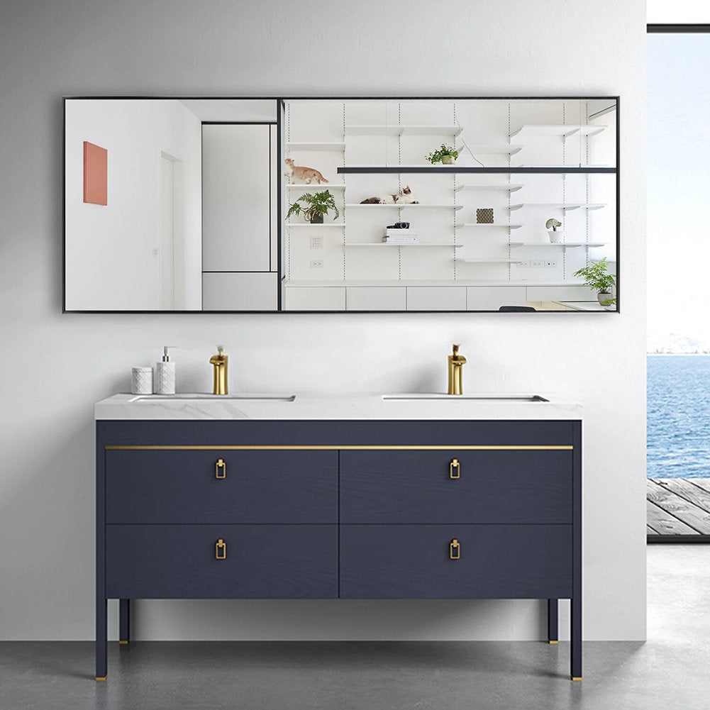 Kinkaid Metal Framed Full Length Hanging Mirror Wrought Studio™ Size: 71" x 34" Finish: Black