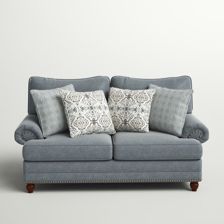 Freda 78" Loveseat with Reversible Cushions Three Posts™ Fabric: Gray Polyester